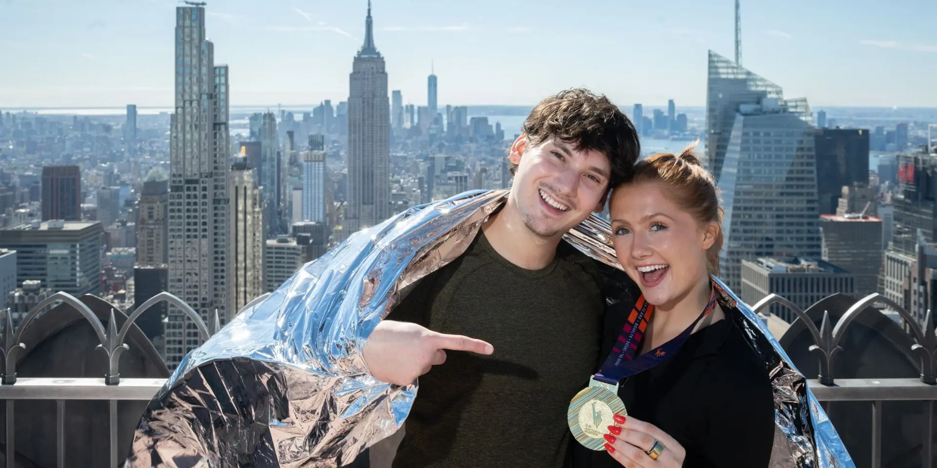 nyc marathon decor at top of the rock observation deck