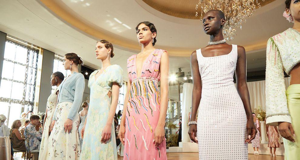 Models standing in Markarian's Spring/Summer 2022 fashion show at the Rainbow Room