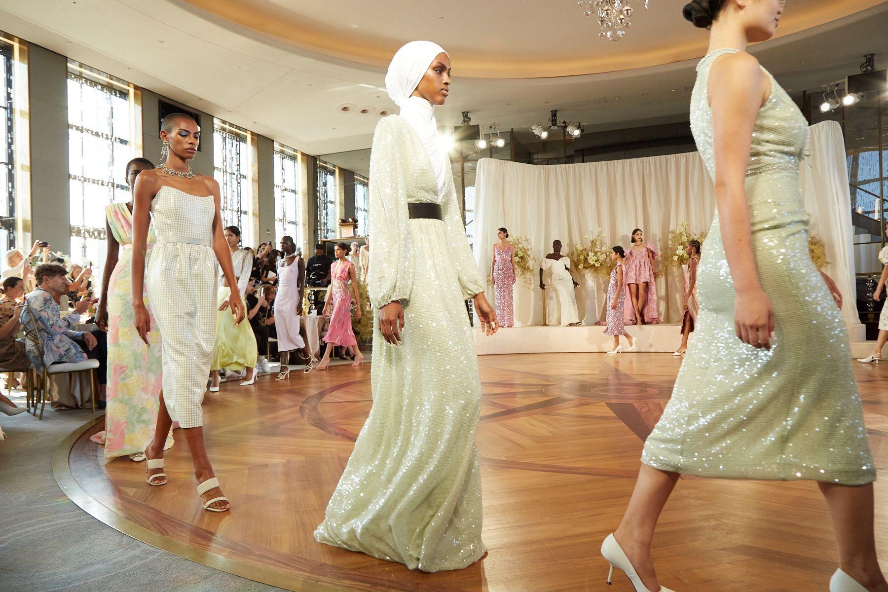 Models walking in Markarian's Spring/Summer 2022 fashion show at the Rainbow Room