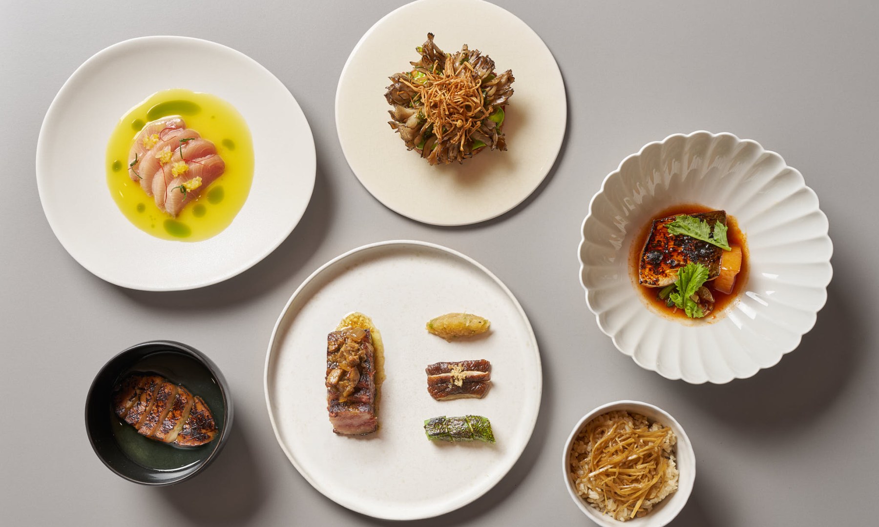 Plates of food from NARO at Rockefeller Center