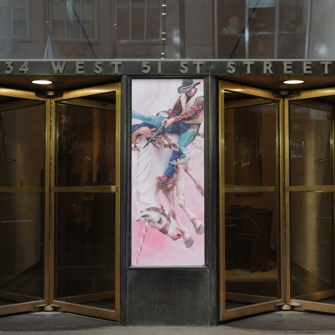 A poster for artist Will Cotton's Art in Focus exhibit at Rockefeller Center