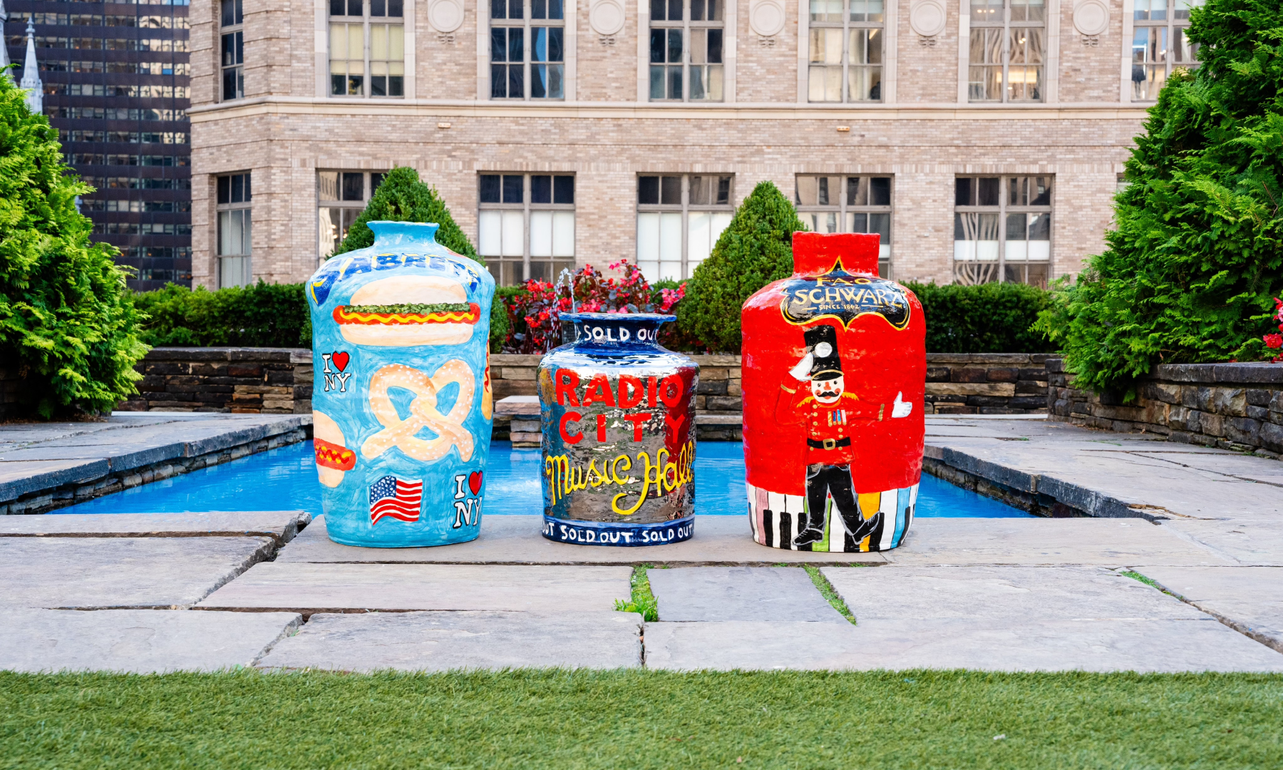 Three ceramic sculptures by artist Jake Clark at 620 Loft & Garden