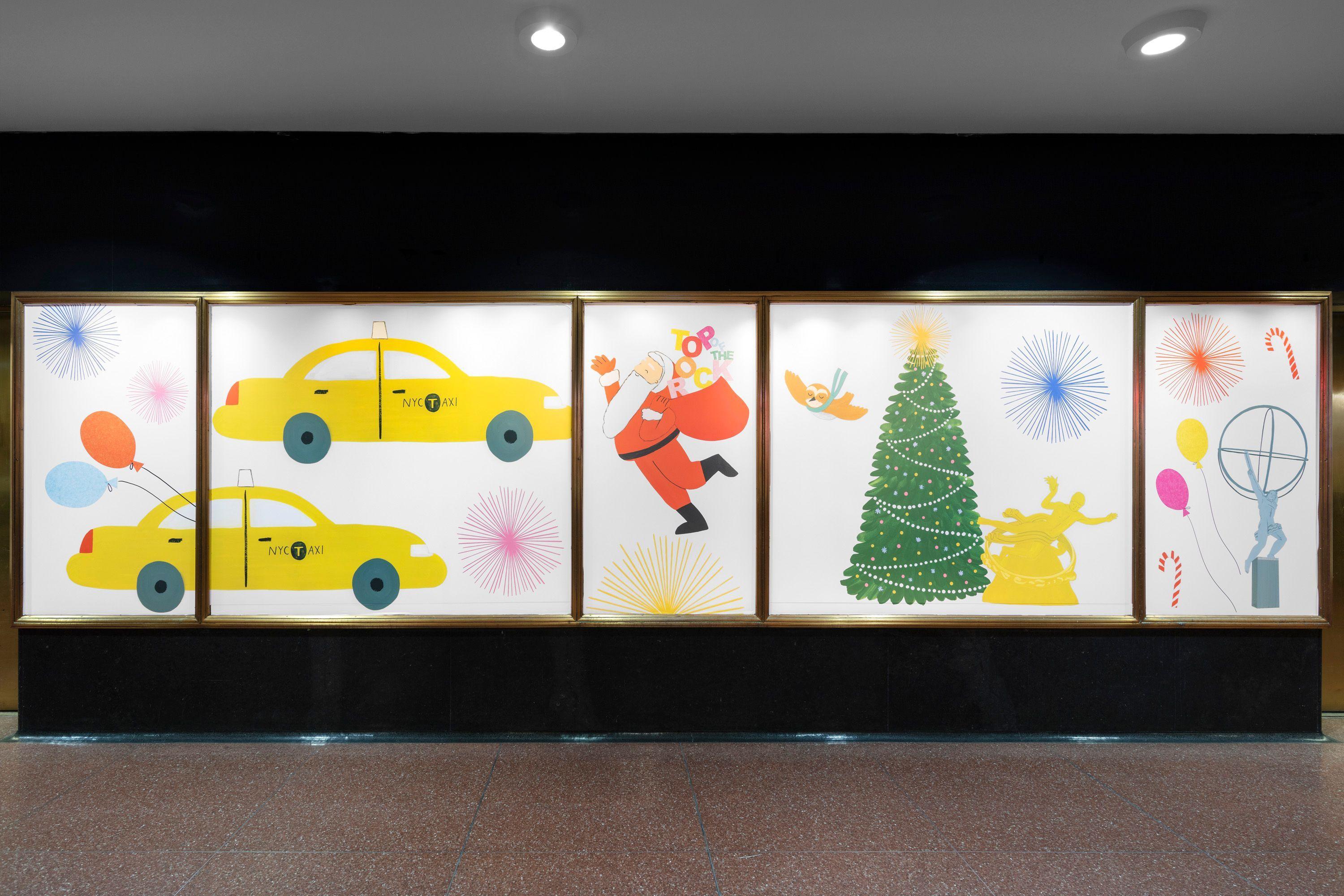 Vinyl murals by Lorraine Nam at Rockefeller Center