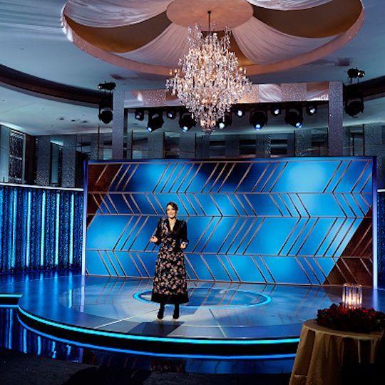 Tina Fey hosting the 2021 Golden Globes at The Rainbow Room at Rockefeller Center