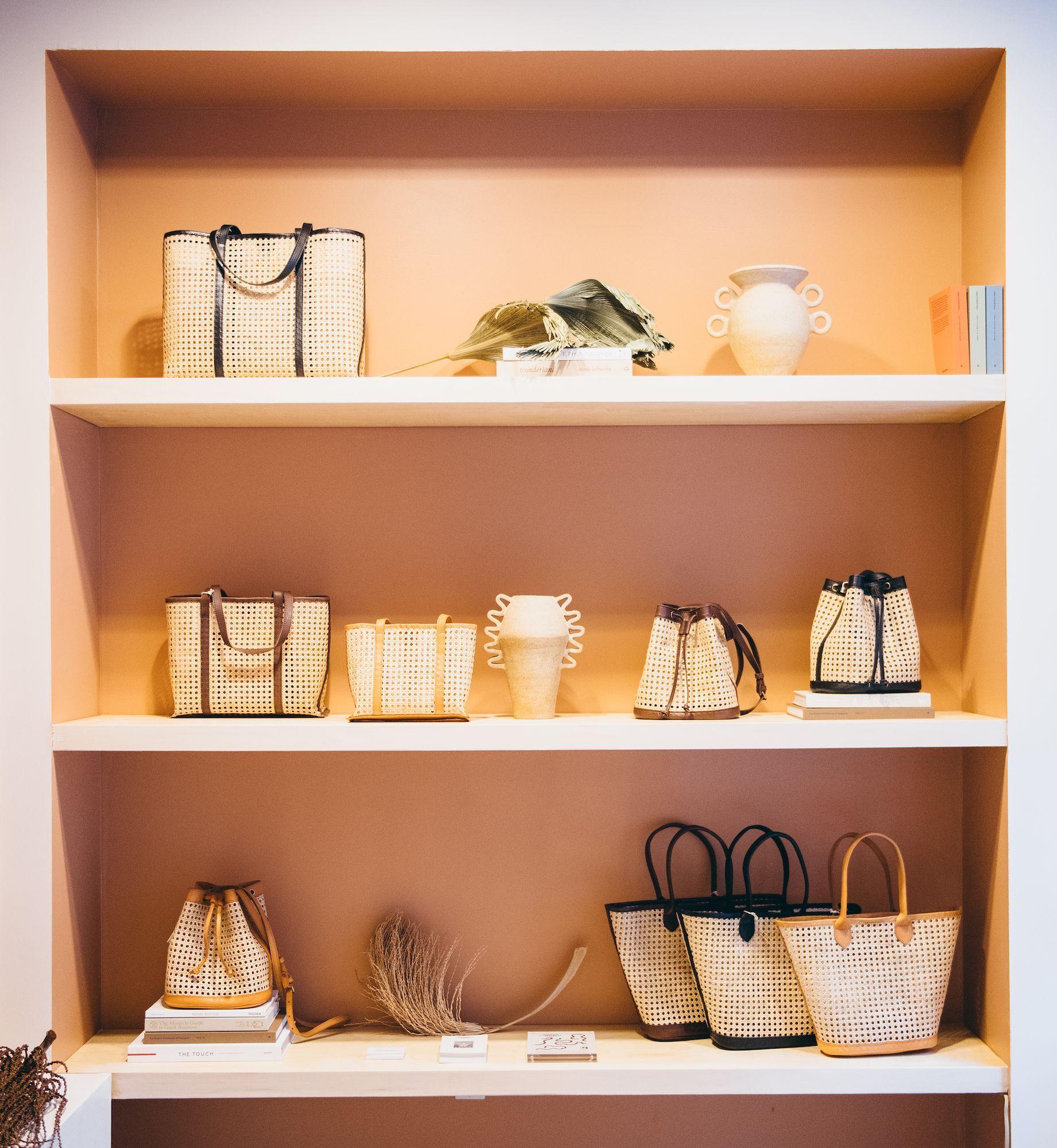 Bags on display at Bembien's new store at Rockefeller Center
