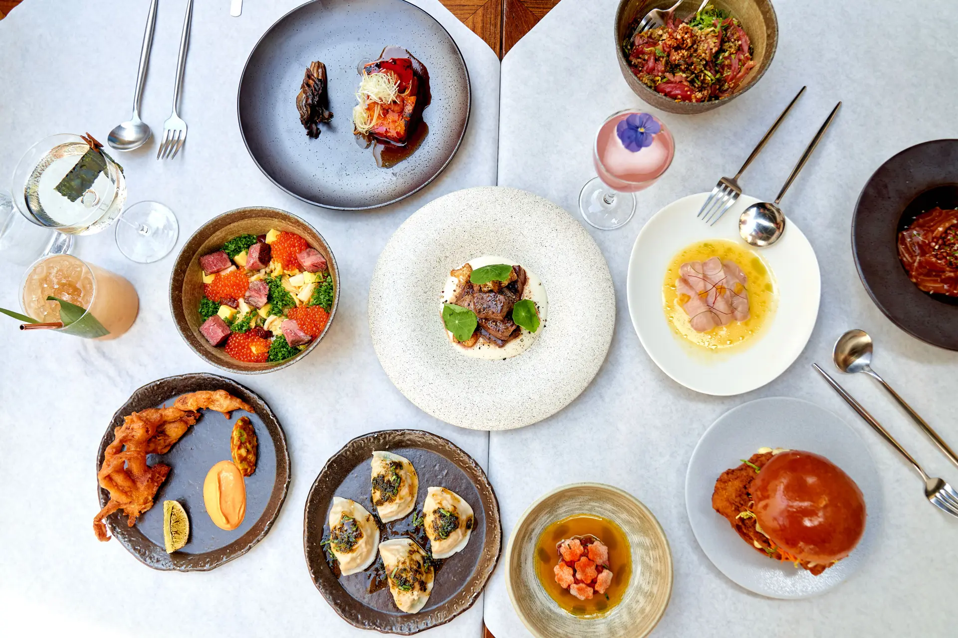 a table of food and drinks from jupiter