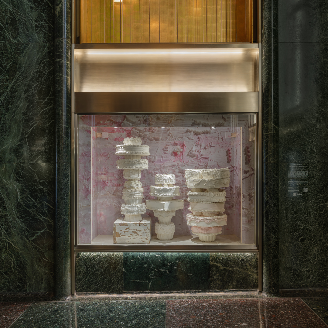 Artist Will Cotton's cake sculptures on display at Rockefeller Center