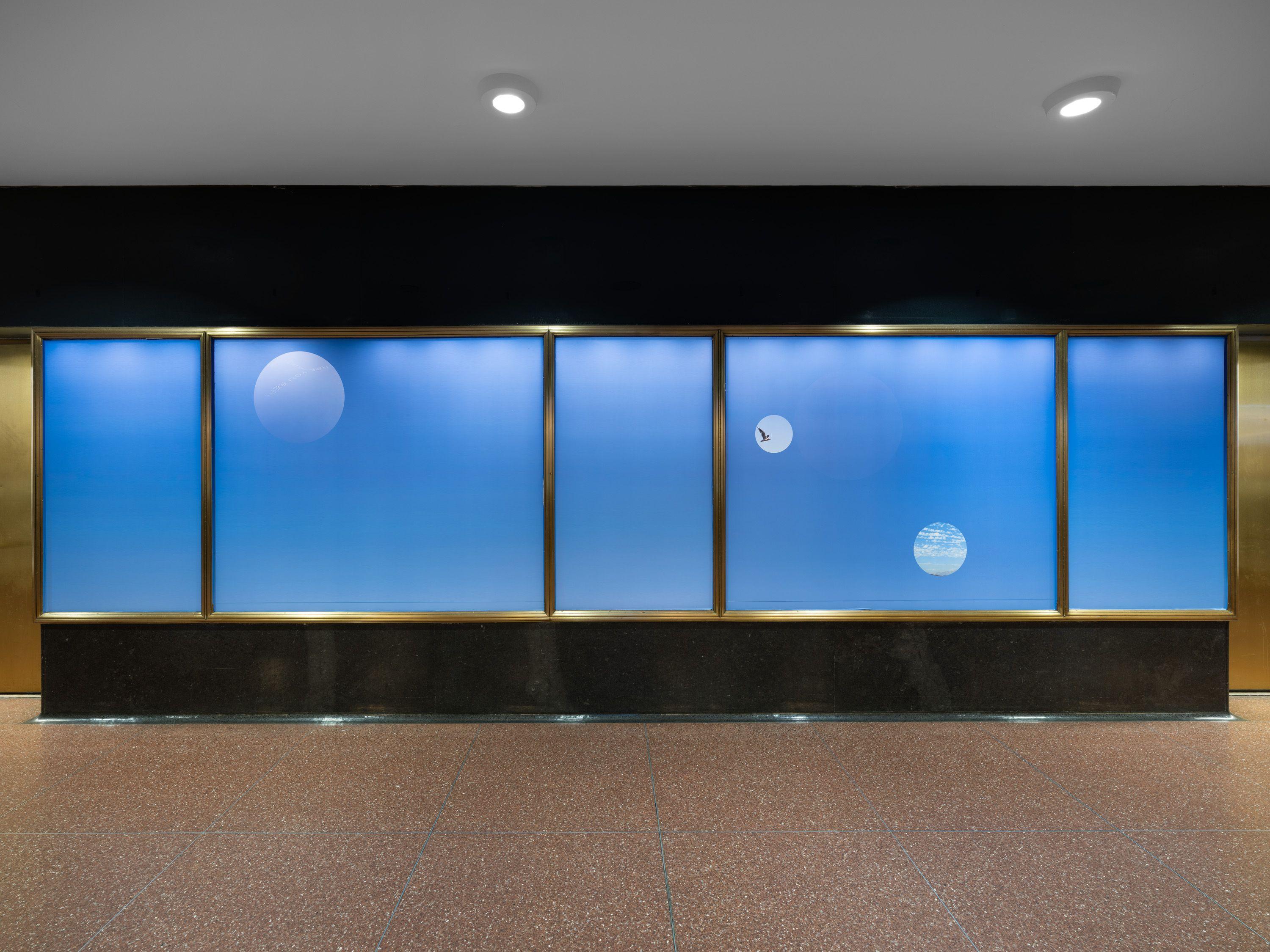 blue wall art at rockefeller center