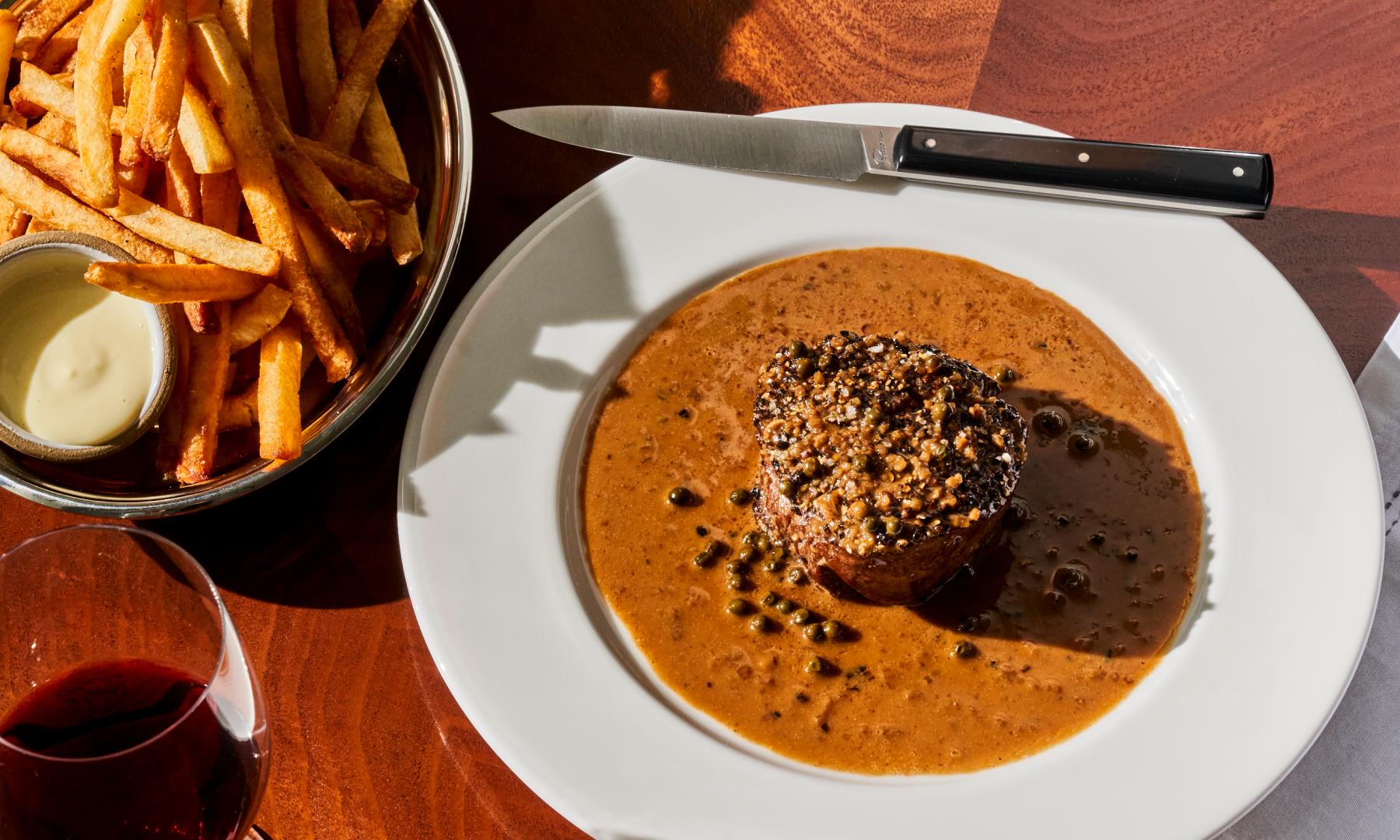 A steak-frites entree at Le Rock at Rockefeller Center