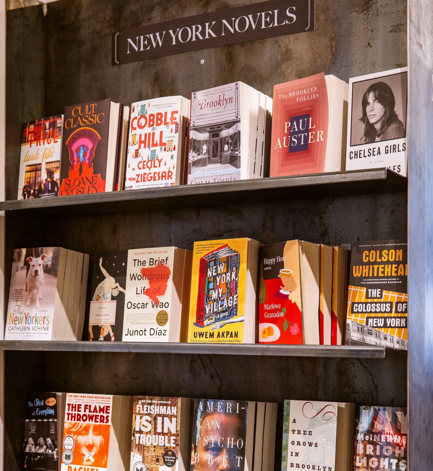 New York Novels section in McNally Jackson at Rockefeller Center