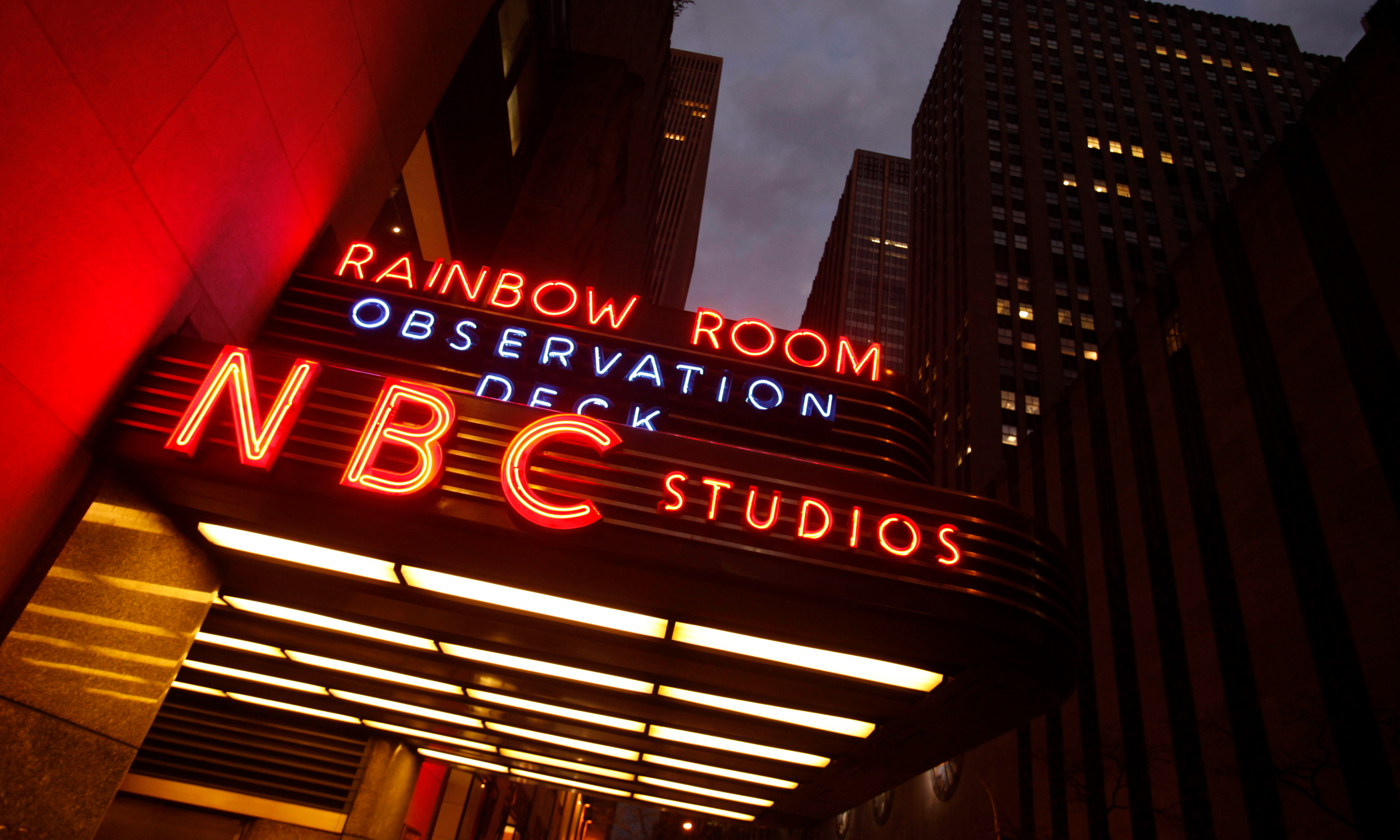 The NBC Studios marquee at Rockefeller Center