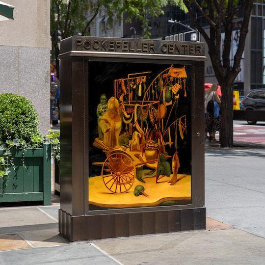 Signage for artist Dominique Fung's Art in Focus exhibit at Rockefeller Center