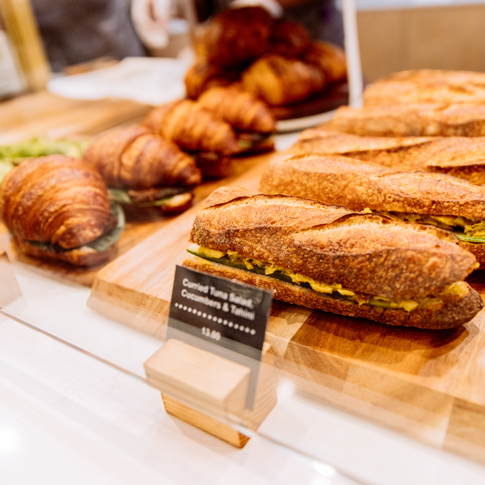 Sandwiches on display at The Tipsy Baker at Rockefeller Center