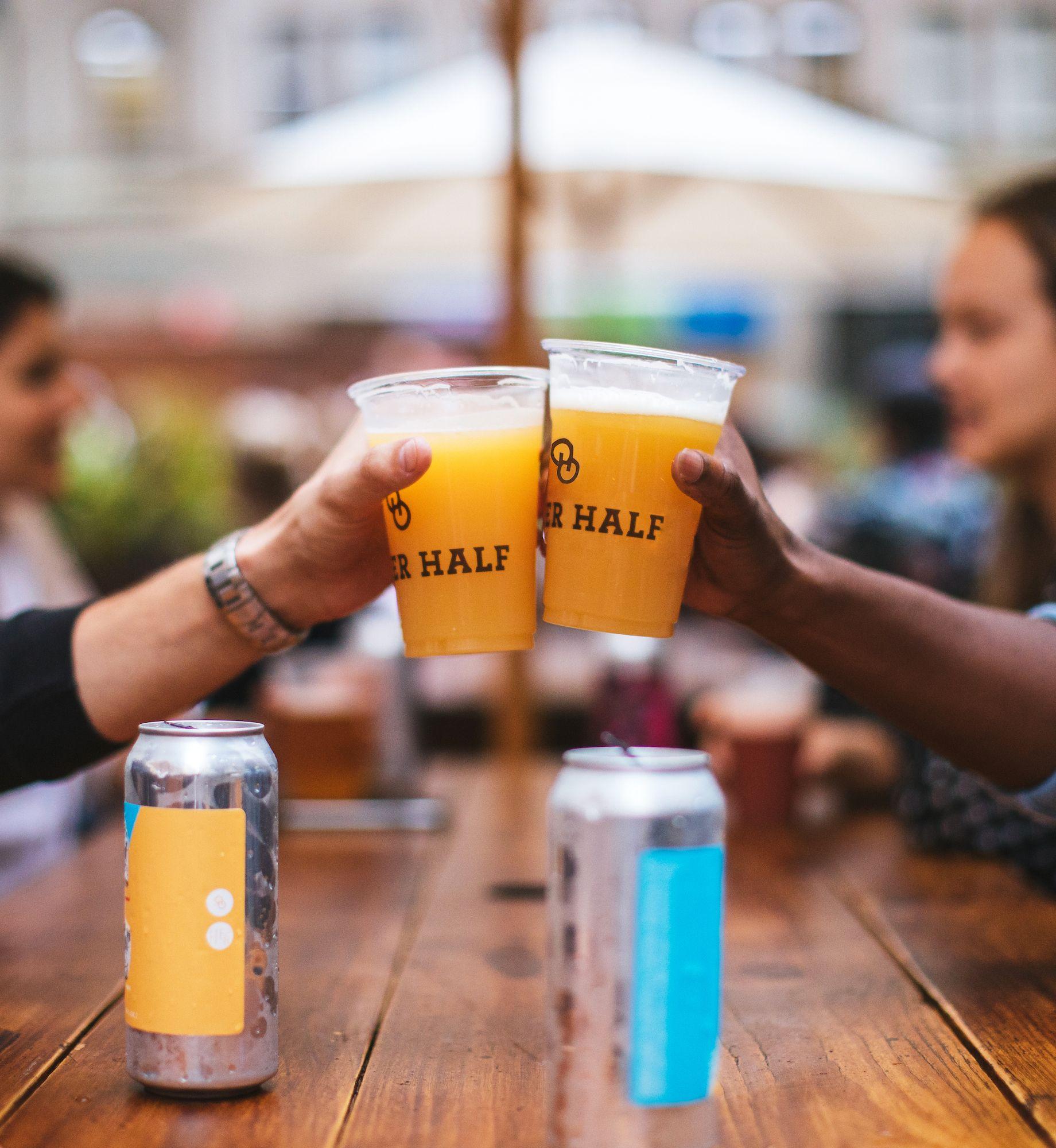 Two pints of beer from Other Half Brewing