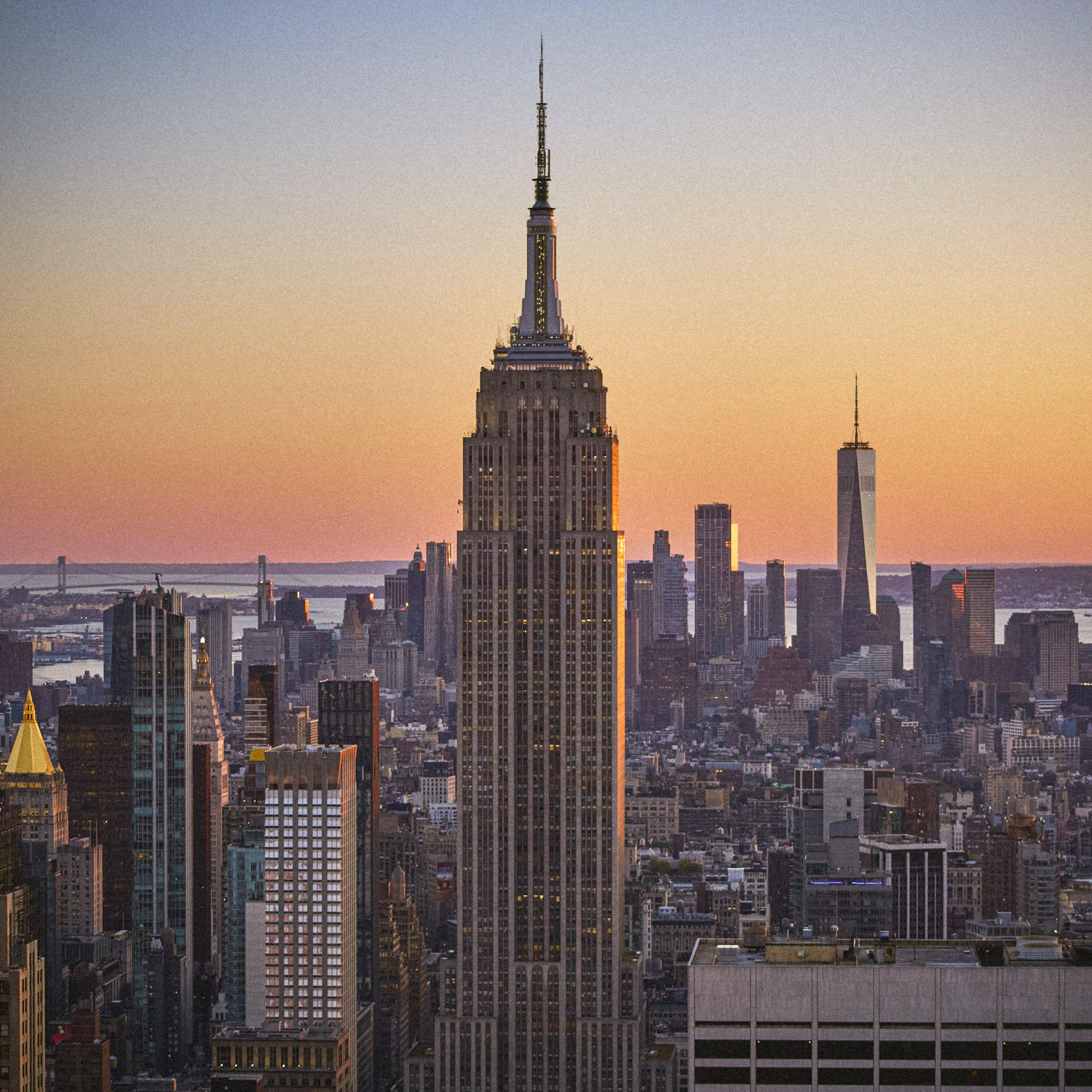nyc skyline sunset from top of the rock